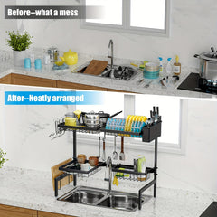 2-tier Tableware & Seasoning Rack for Kitchen, Sink Drying Rack Countertop