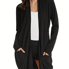 Casual Long Sleeve Open Front Cardigan Plus Size