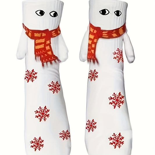 Christmas Doll Hand in hand Mid calf Socks For Couples