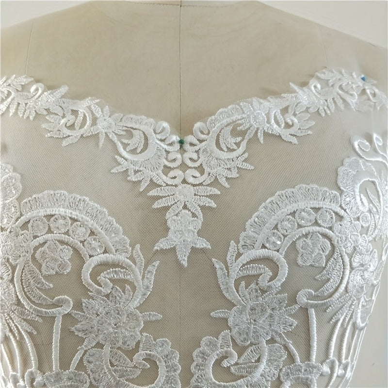 Flower Sequin Hollow Embroidery Lace Wedding Bridal Patch DIY