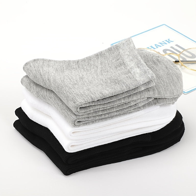 6 Pairs Solid Crew Socks for Women