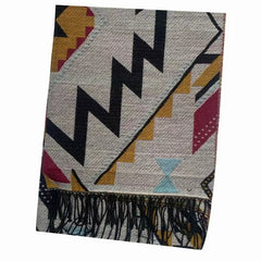 Boho Tassel Warm Scarf Geometric Print Thickened Windproof Large Shawl