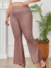  Casual Pants Women's Plus Stripe Print High Rise Flared Leg Trousers