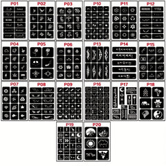 20 Sheets Tattoo Stencil Kit Reusable Airbrush Temporary Tattoos Stencils