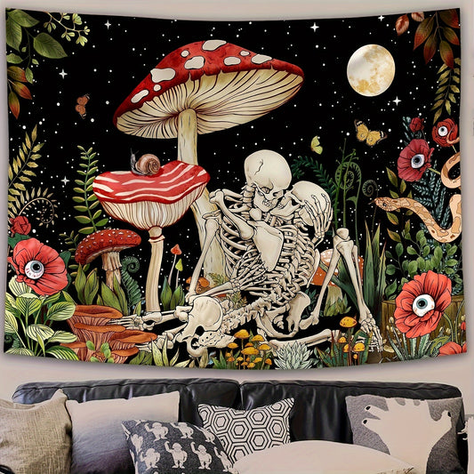 Mushroom Skull Tapestry Halloween Decor