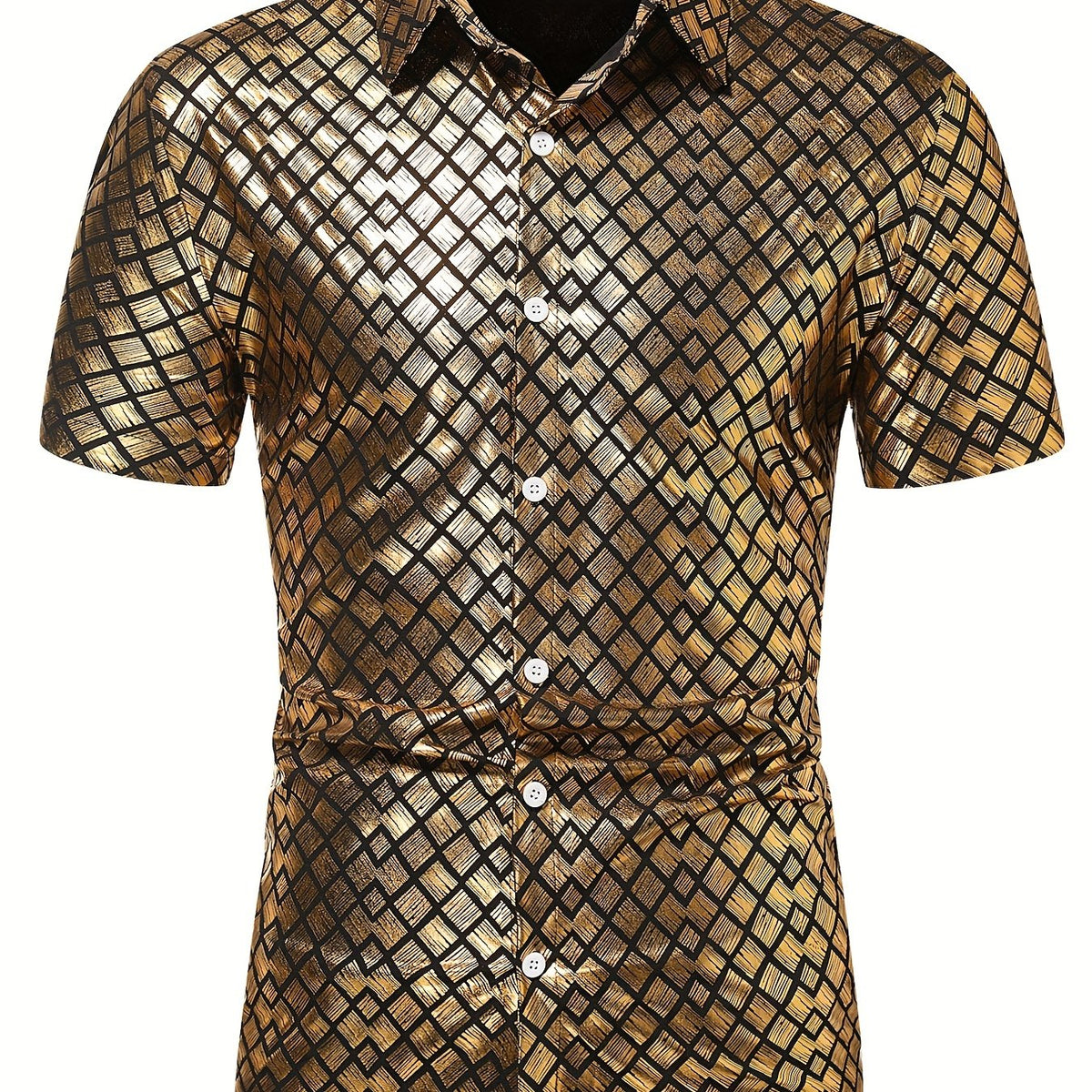 Geometric Print Men's Short Sleeve Shirt for Summer Vacation Resort