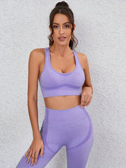 Yoga Set Round Neck Top & High Waist Leggings Activewear