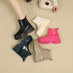 Women's Non Slip Rubber Rain Boots Comfortable Waterproof Solid Water Boots