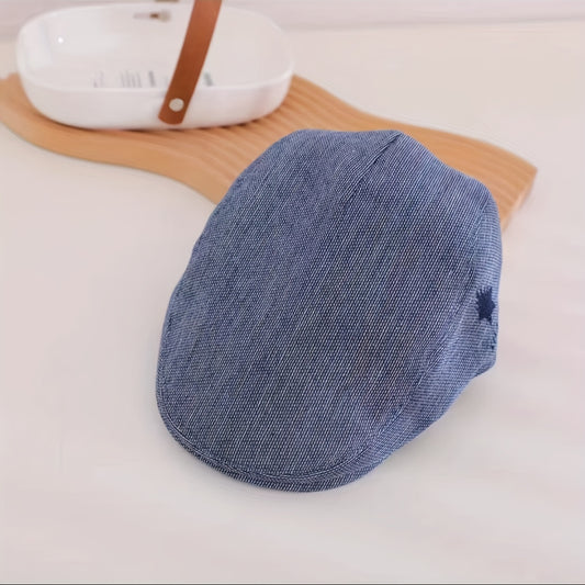 Kids Casual Embroidered Washed Denim Hat