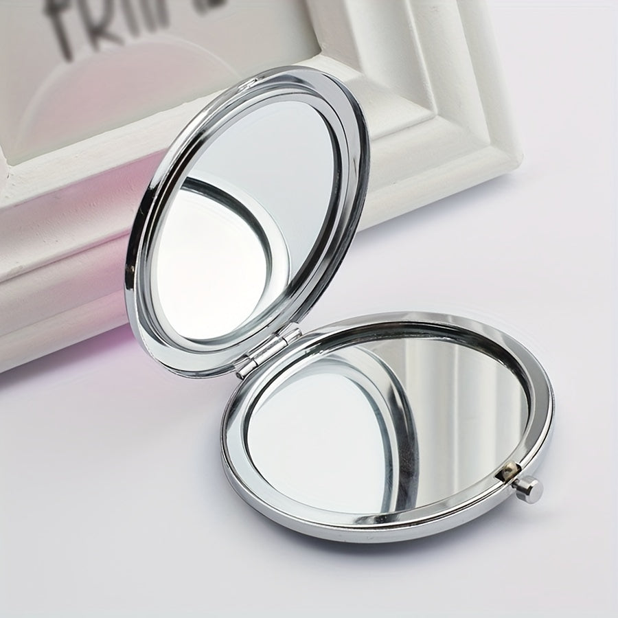 Peony Pattern Folding Compact Mirror Double Side Round Cosmetic Touch up Mirror