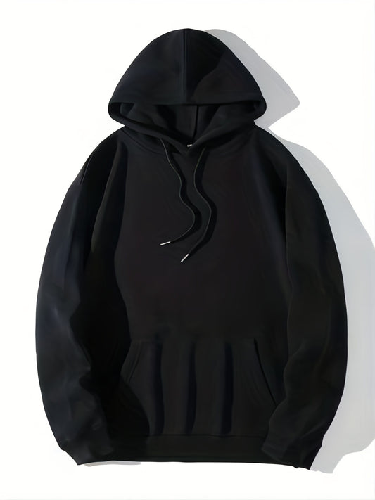 Solid Kangaroo Pocket Hoodie Casual Long Sleeve Drawstring Hoodies