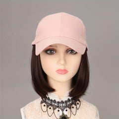 Pink Straight Bob Cap Wig Shaved Face Combed Cap Short Hair