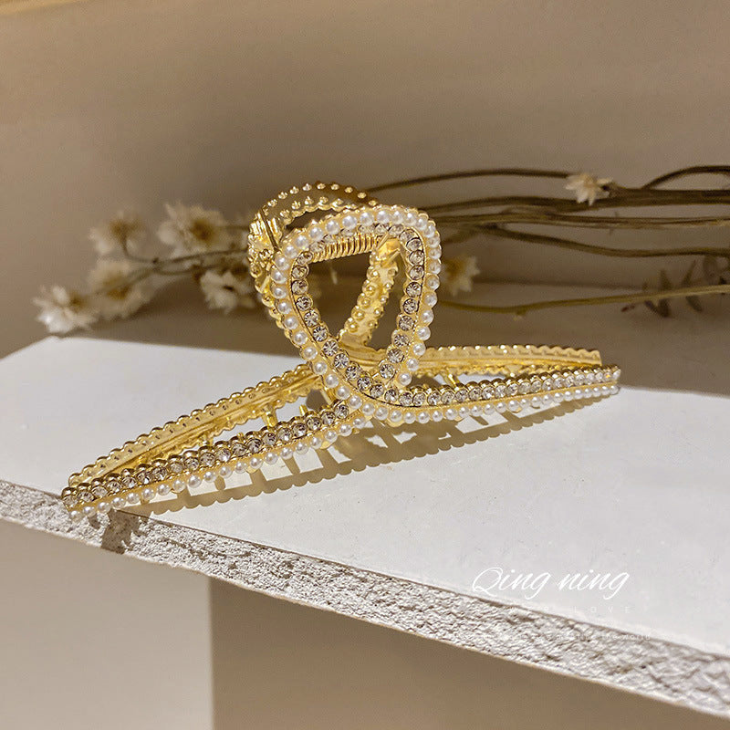 Golden Metal Rhinestone Hair Clip Hair Claw Shark Claw Hair Accessories