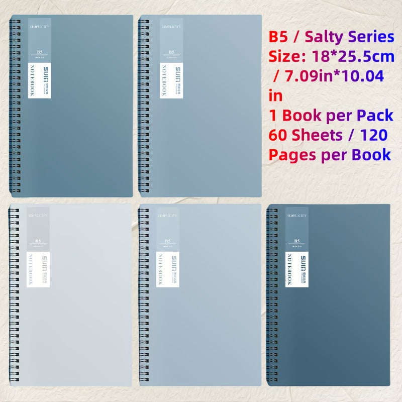 5 Minimalist Wire-O Notebooks Set A5/B5 Lined Memo Pads