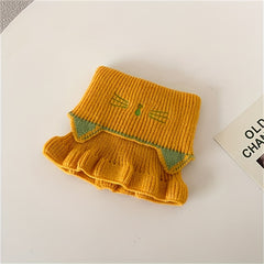 Kids Windproof Cat Embroidery Knit Scarf