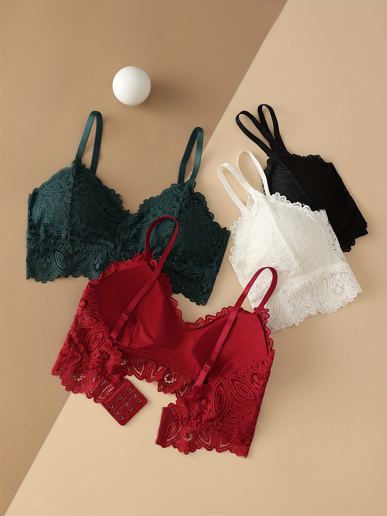 4pcs Lace Wireless Bras Intimates Women's Lingerie