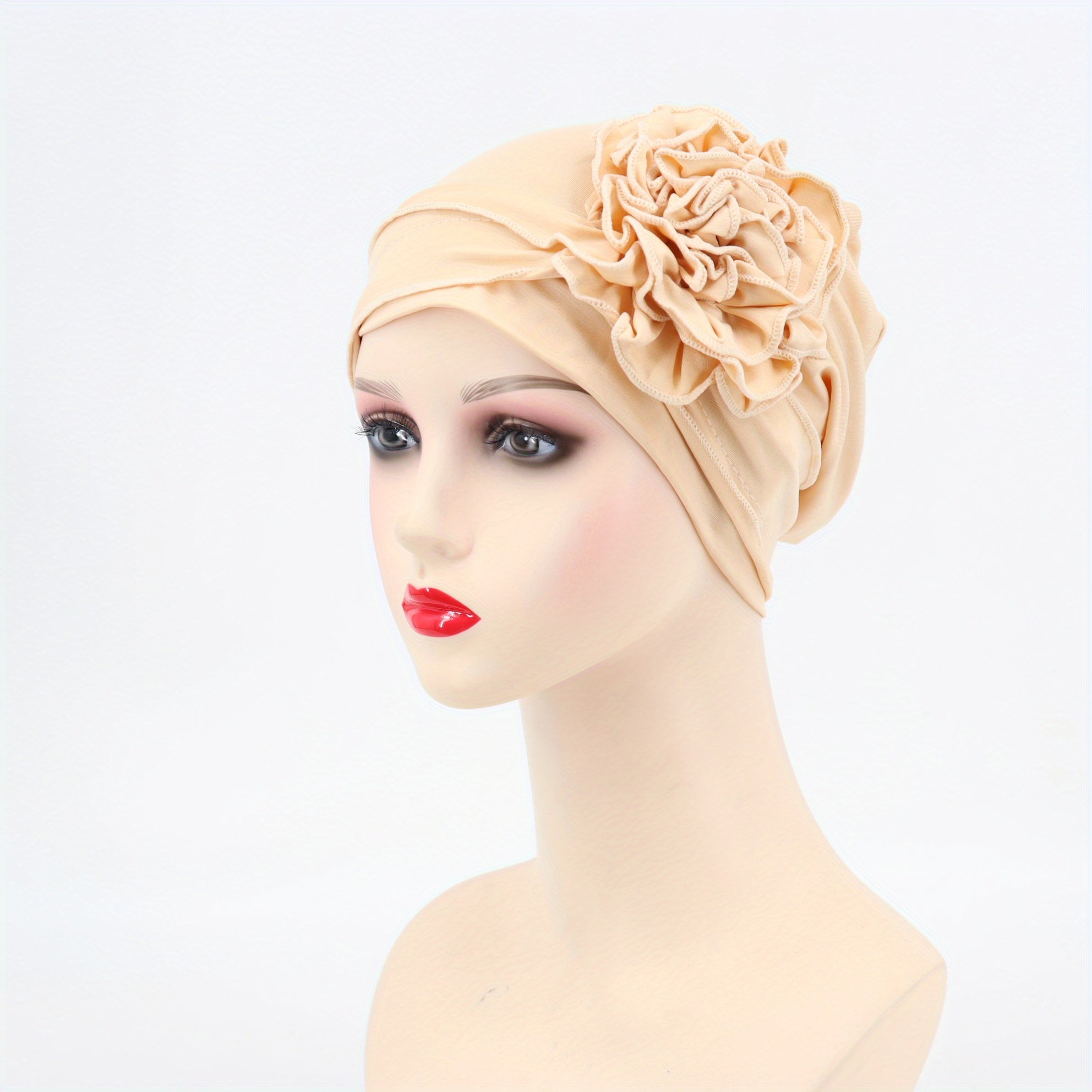 Elastic Turban Cap Solid Head Wrap Bandana Headwear Women Beanie Hats