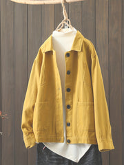 Solid Shacket Jacket with Pockets Women's Clothing