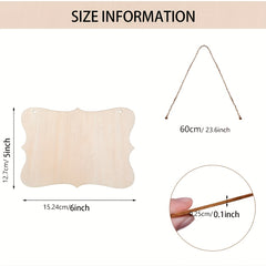12/18pcs Blank Wood Door Signs DIY Carved Plate Hanging Decoration