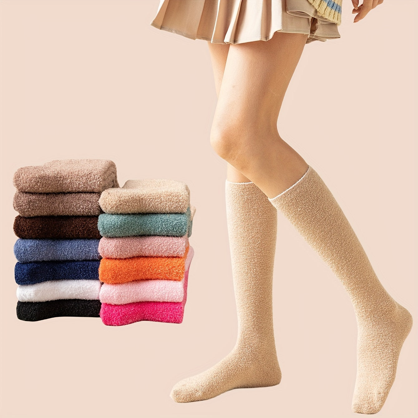 Warm Knee High Plush Lined Winter Socks