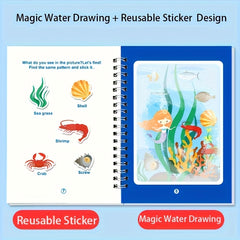 4pcs Magic Water Book Reusable Watercolor Activity Book with Double Sided Pages