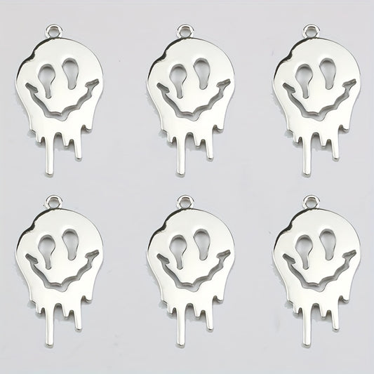 5pcs Abstract Ghost Face Pendant Alloy Skull Charms for DIY Halloween Jewelry