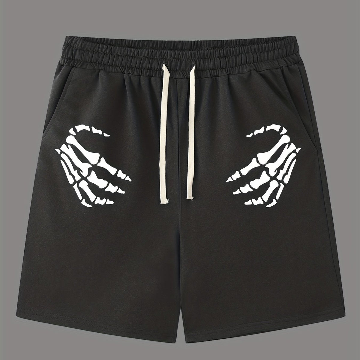 Hand Pattern Active Shorts with Drawstring