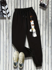  Animal Print Drawstring Sweatpants Women's Plus Elastic Sweatpants
