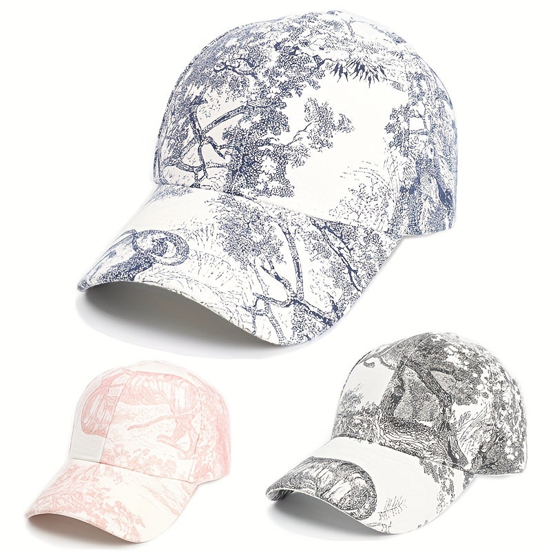Mountain Water Painting Baseball Cap Men Women European American Curved Brim Pea