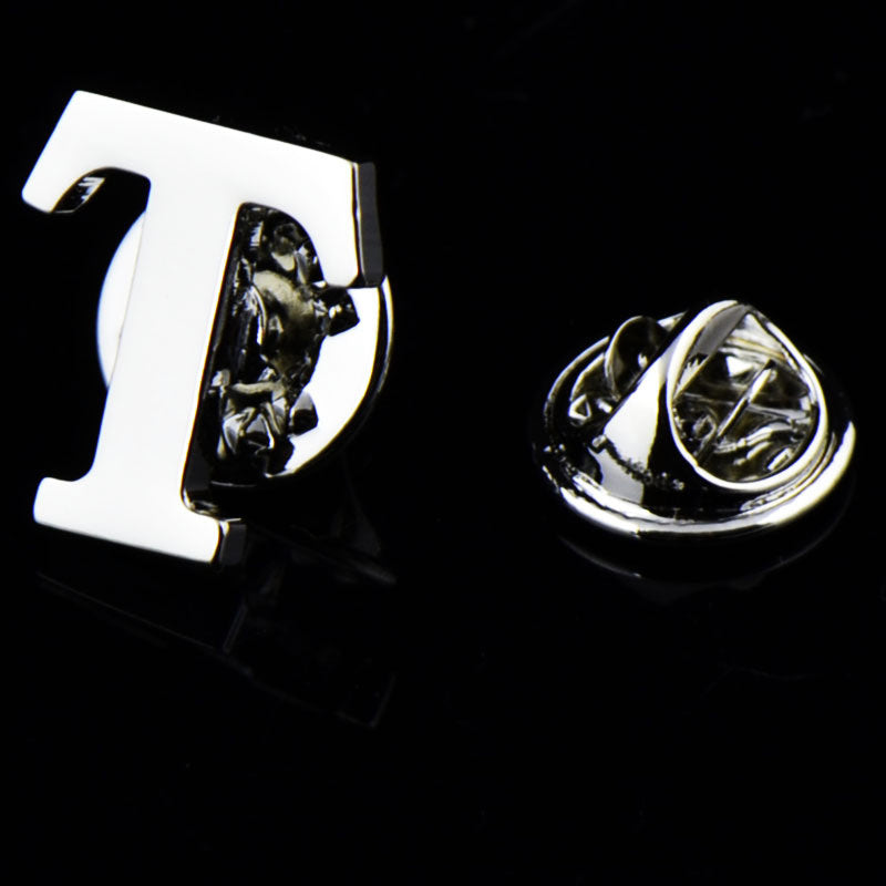 Men's Letter Brooch Shirt Collar Pin Suit Decoration