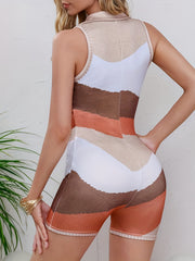 Sexy Short Sleeve Button Romper Jumpsuit Women's Clothing