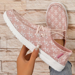 Pink Bear Pattern Loafers Slip On Flat Shoes