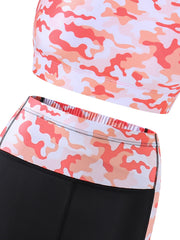 2pcs Camo Pattern Yoga Suit for Girls, Sports Running Outfit, Spring Summer Gift