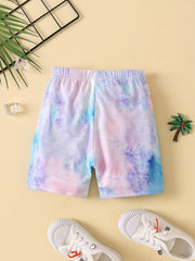 Girls' Tie dye Print Biker Shorts Sports Casual Active Shorts