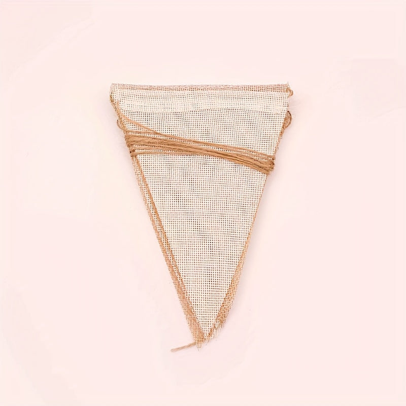 12pcs Burlap Lace Triangle Flag Wedding Party Decor