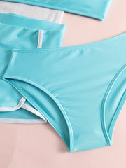 Girls Bikini Swimsuit 4pcs Set Cami Top, Shorts, Briefs & Cardigan