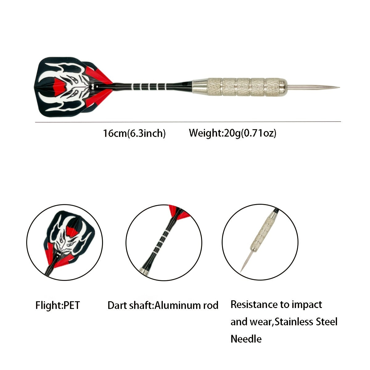 3pcs Professional Steel Tip Dart Set for Dart Lover Player