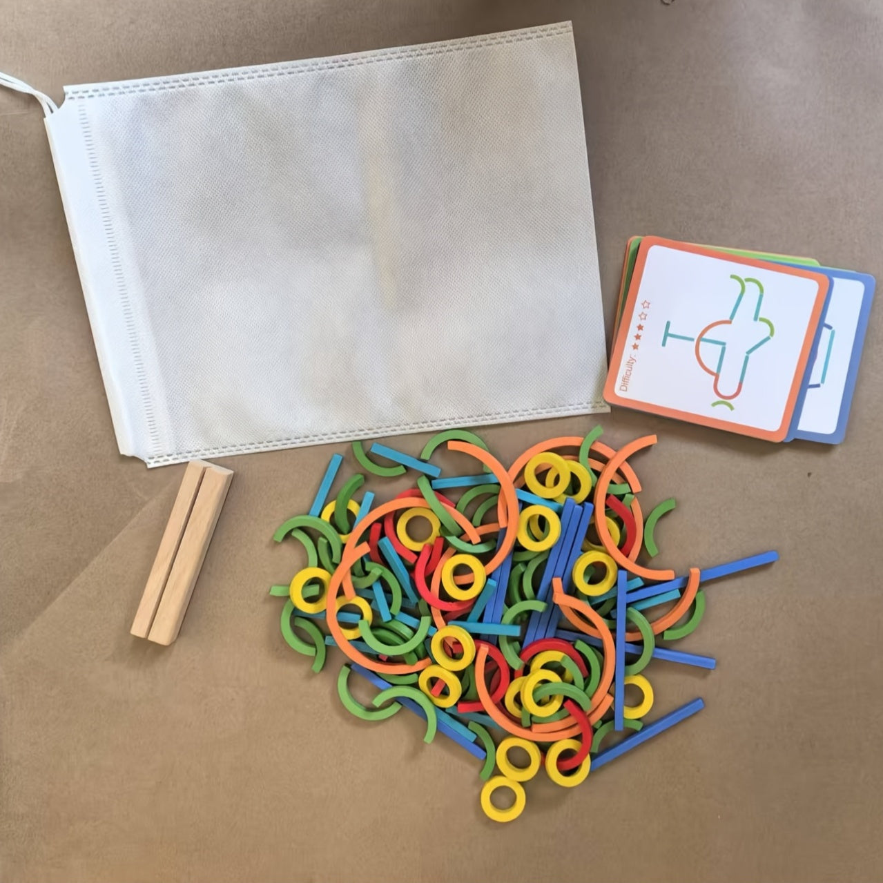 Wooden Sticks and Rings Educational Toy for Kids
