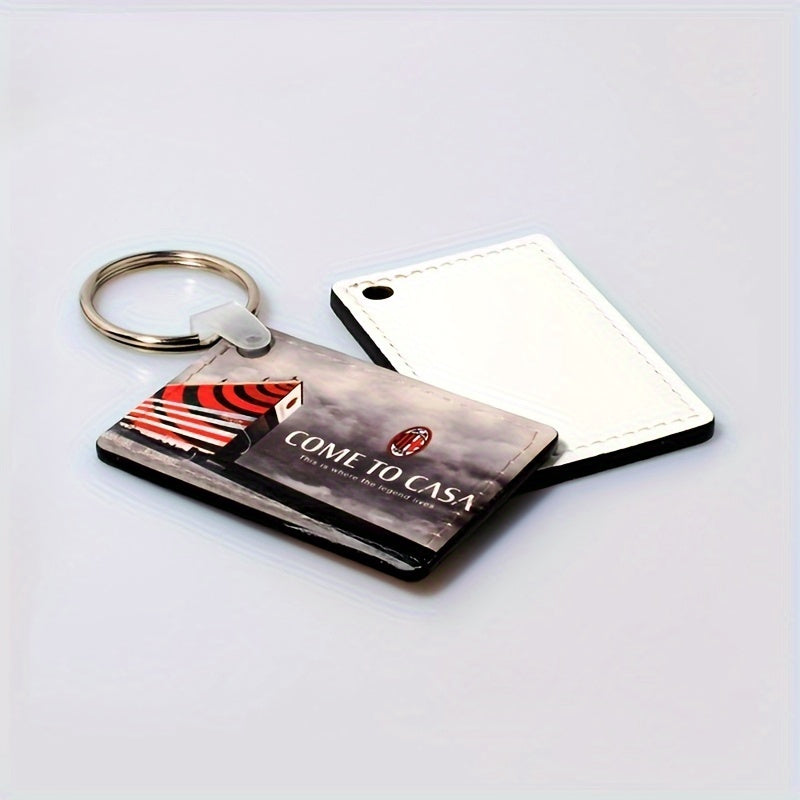 10pcs PU Double sided Heat Transfer Keychain Rectangular