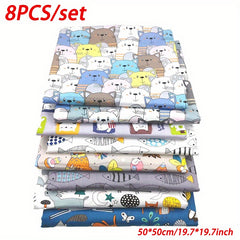 8pcs Multicolor Patchwork Fabric Sewing Quilting Material Floral Printed
