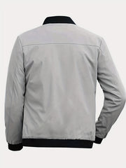 Men's Sherpa Lined Stand Collar Jacket with Zipper