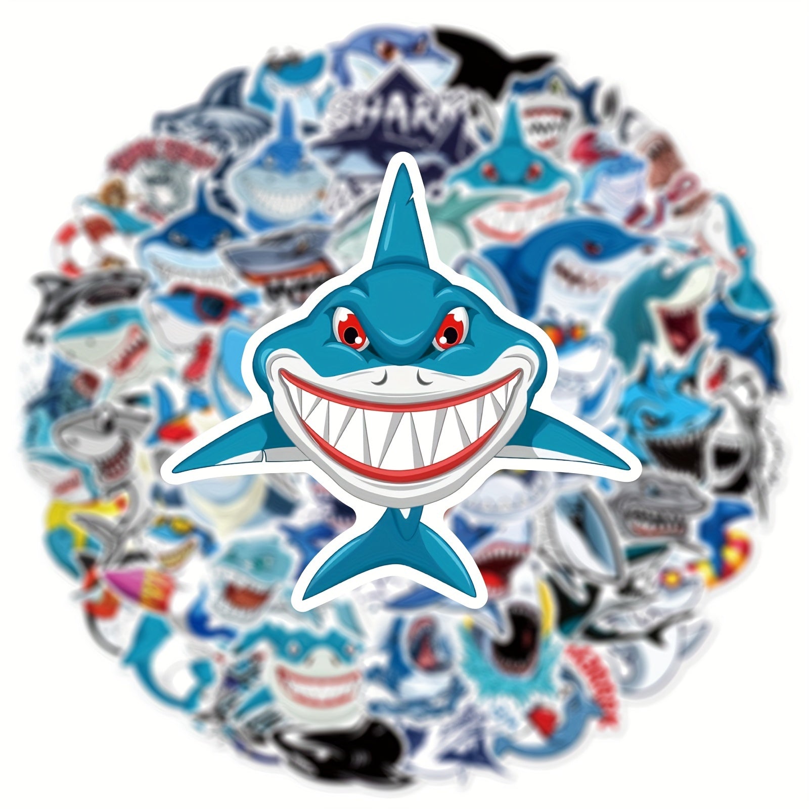 50pcs Shark Stickers Waterproof Vinyl Decals for Snowboards Bikes Computers