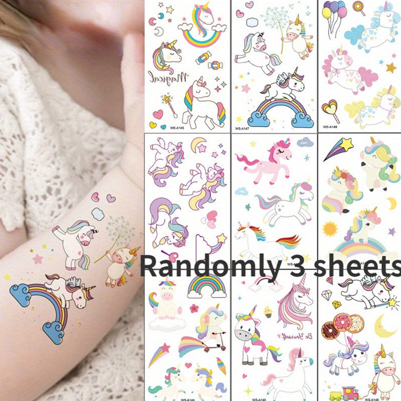 Spaceship Unicorn Robot Tattoo Stickers Waterproof