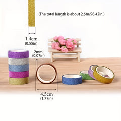 10pcs Decorative Tape Golden Glitter Onion Powder Wwisp Tape