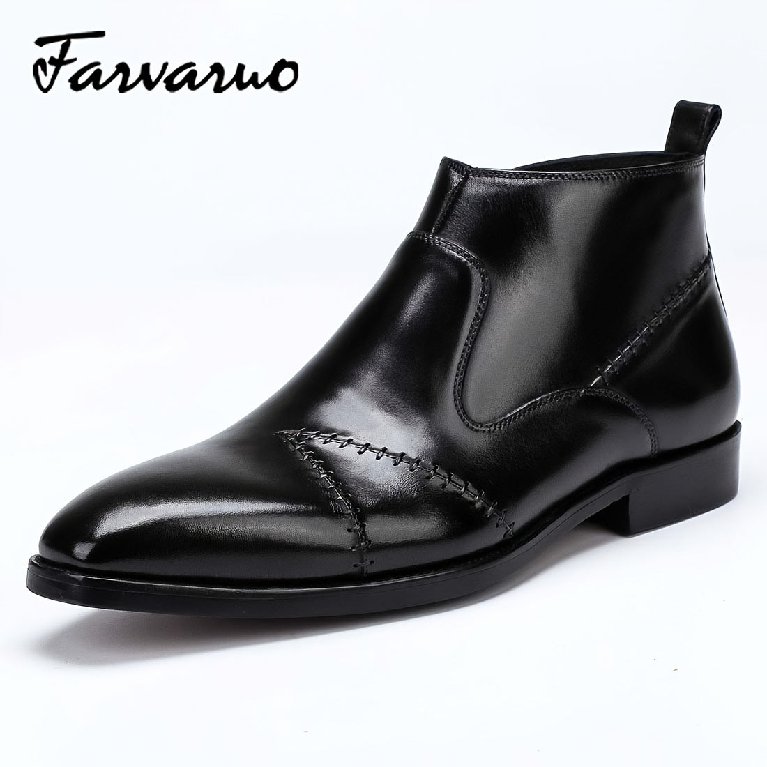 FARWARWO Men's Leather Business Ankle Boots
