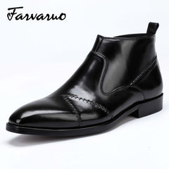 FARWARWO Men's Leather Business Ankle Boots