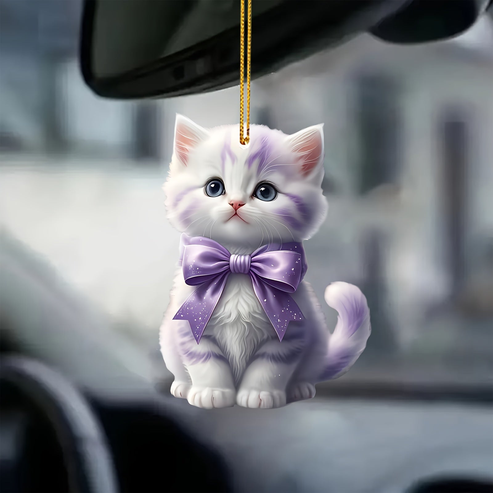 Charming Cat Acrylic Car Hanging Ornament - Christmas & Home Decor