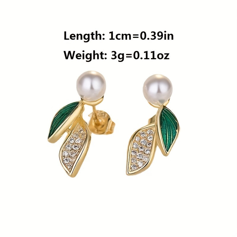 Leaf Pearl Earrings Japanese Style Holiday Jewelry