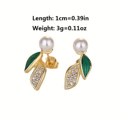 Leaf Pearl Earrings Japanese Style Holiday Jewelry