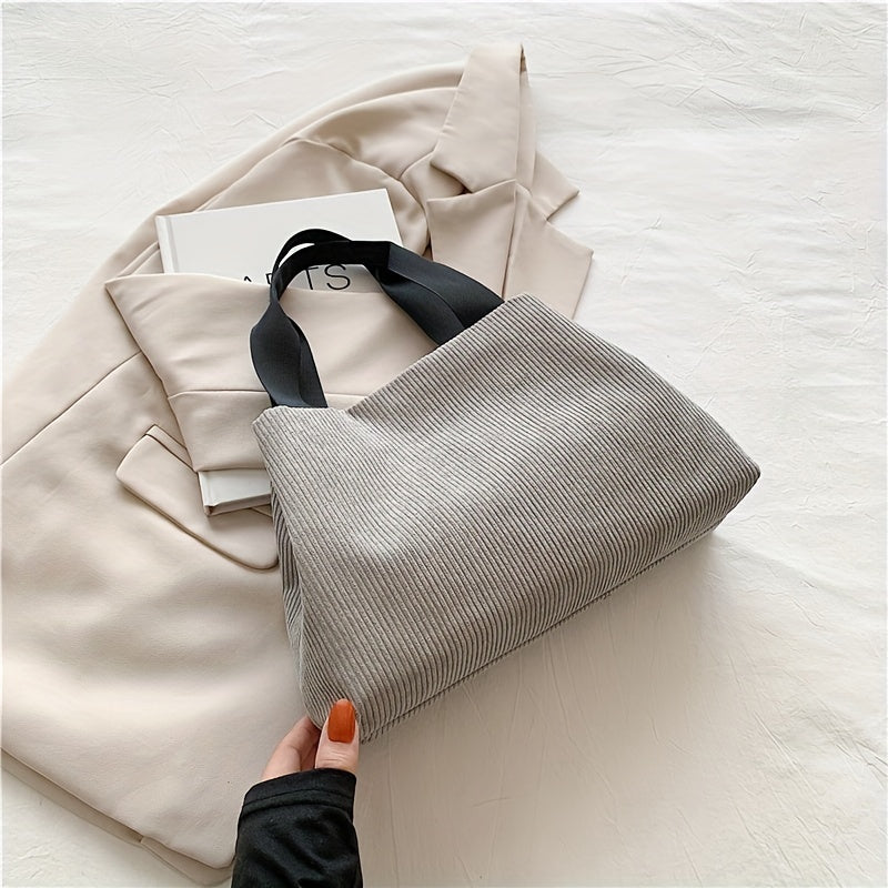 Stylish Solid Tote Bag Retro Style Casual Handbag